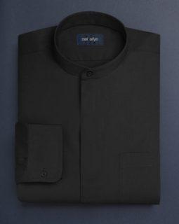 Black Banded Dress Shirt 2073-01