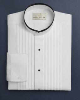 White Mandarin Collar Dress Shirt 2077-01